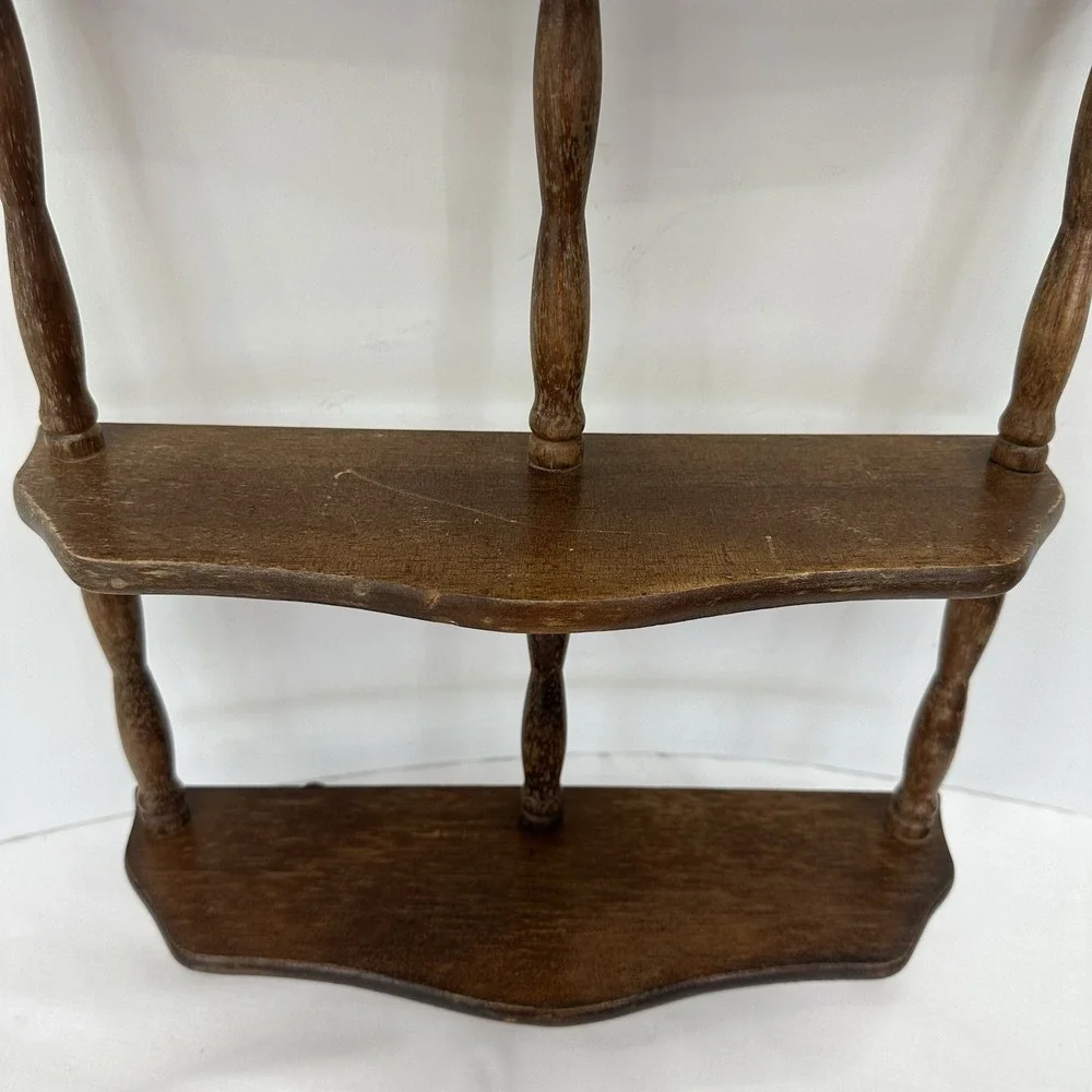 Vintage MCM French Country Spindle Shelf 3 Tier Wall Mount Wood 20